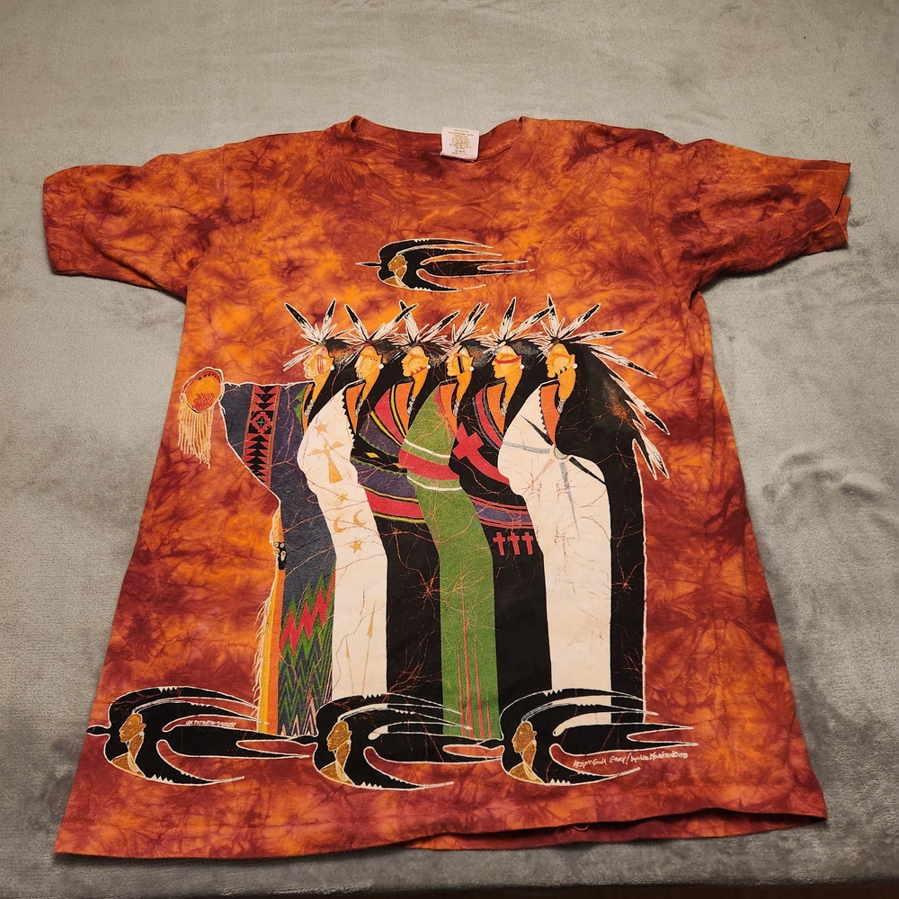 Native-Inspired Graphic Tee - Burnt Orange Tie-Dye